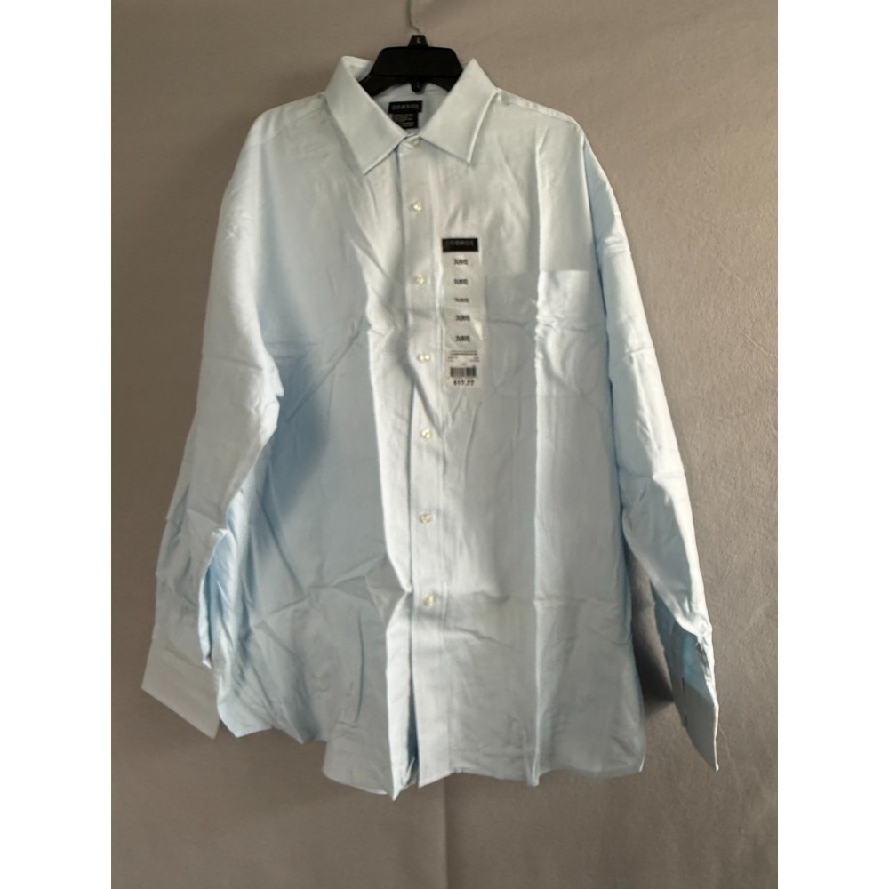 George Button Down Shirt Men's 2XL Blue Herringbone Long Sleeve Monogram JDC New